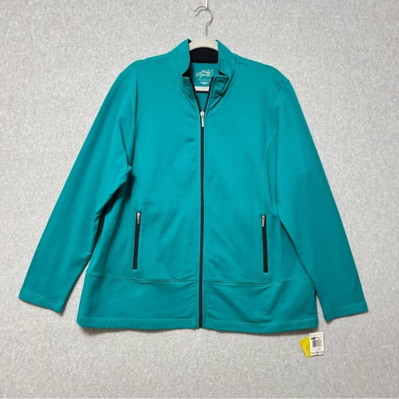 Style & Co. Sport Zip Up Sweatshirt Jacket NWT Size 1X Teal Green Athleisure - Picture 2 of 9